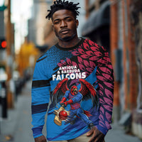 Personalized Antigua And Barbuda Cricket Long Sleeve Shirt Falcons Mascot Sport Style