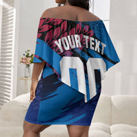 Personalized Antigua And Barbuda Cricket Off Shoulder Short Dress Falcons Mascot Sport Style