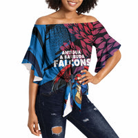 Personalized Antigua And Barbuda Cricket Off Shoulder Wrap Waist Top Falcons Mascot Sport Style