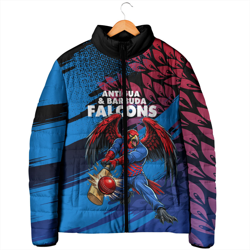 Personalized Antigua And Barbuda Cricket Padded Jacket Falcons Mascot Sport Style