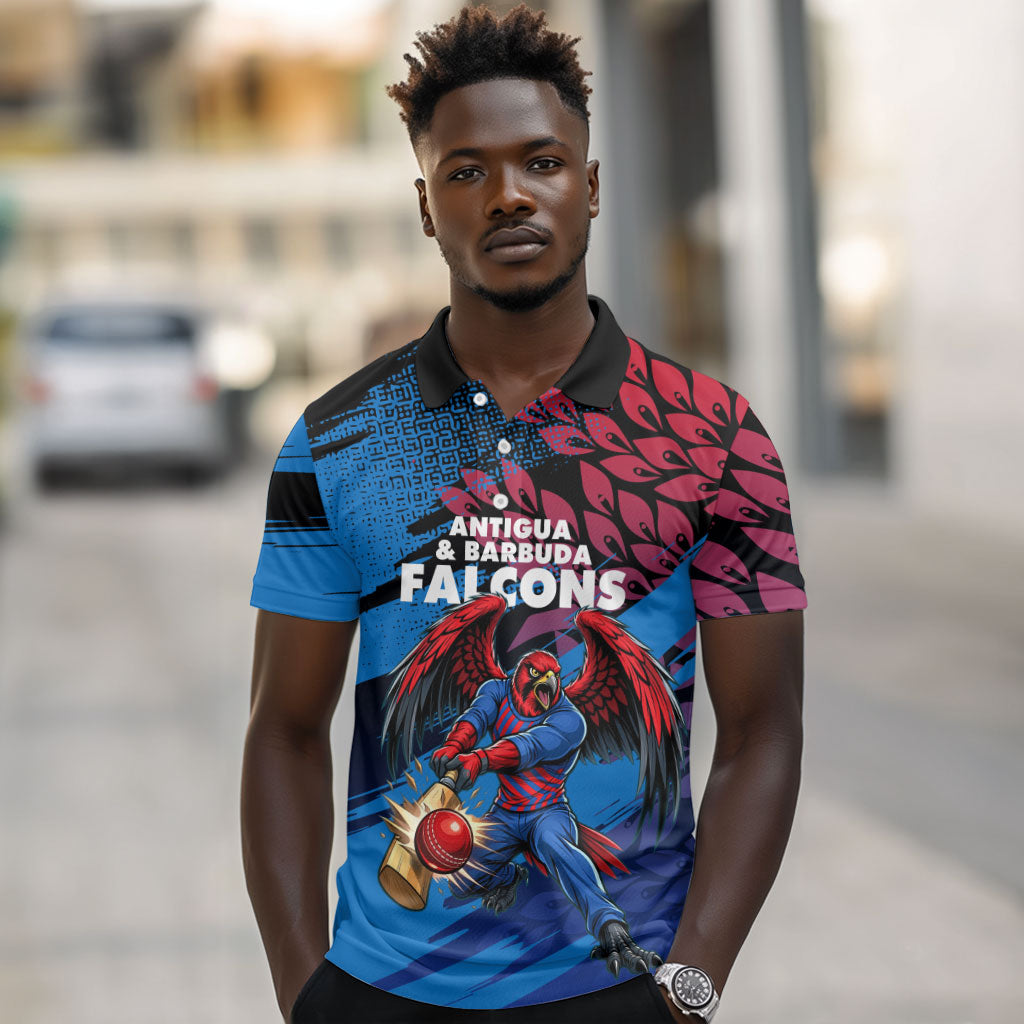 Personalized Antigua And Barbuda Cricket Polo Shirt Falcons Mascot Sport Style