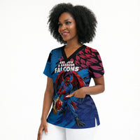 Personalized Antigua And Barbuda Cricket Scrub Top Falcons Mascot Sport Style