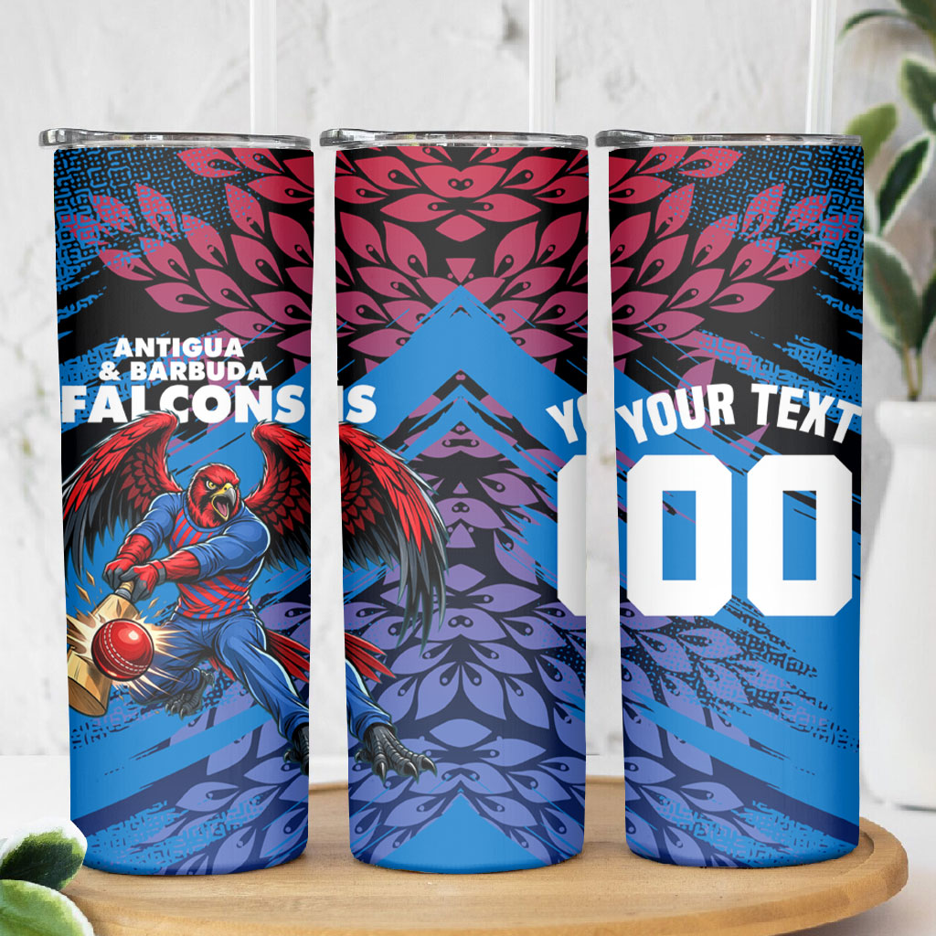 Personalized Antigua And Barbuda Cricket Skinny Tumbler Falcons Mascot Sport Style