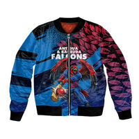 Personalized Antigua And Barbuda Cricket Sleeve Zip Bomber Jacket Falcons Mascot Sport Style