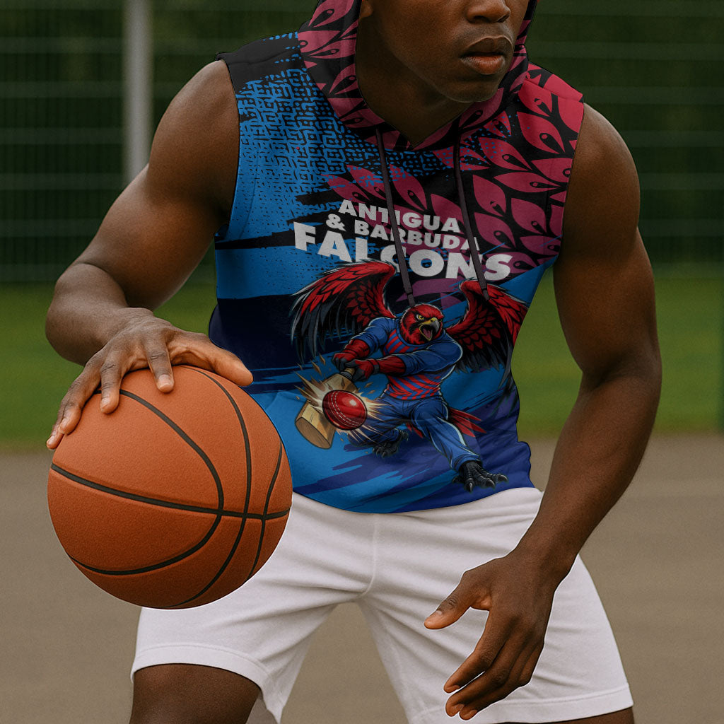 Personalized Antigua And Barbuda Cricket Sleeveless Hoodie Falcons Mascot Sport Style