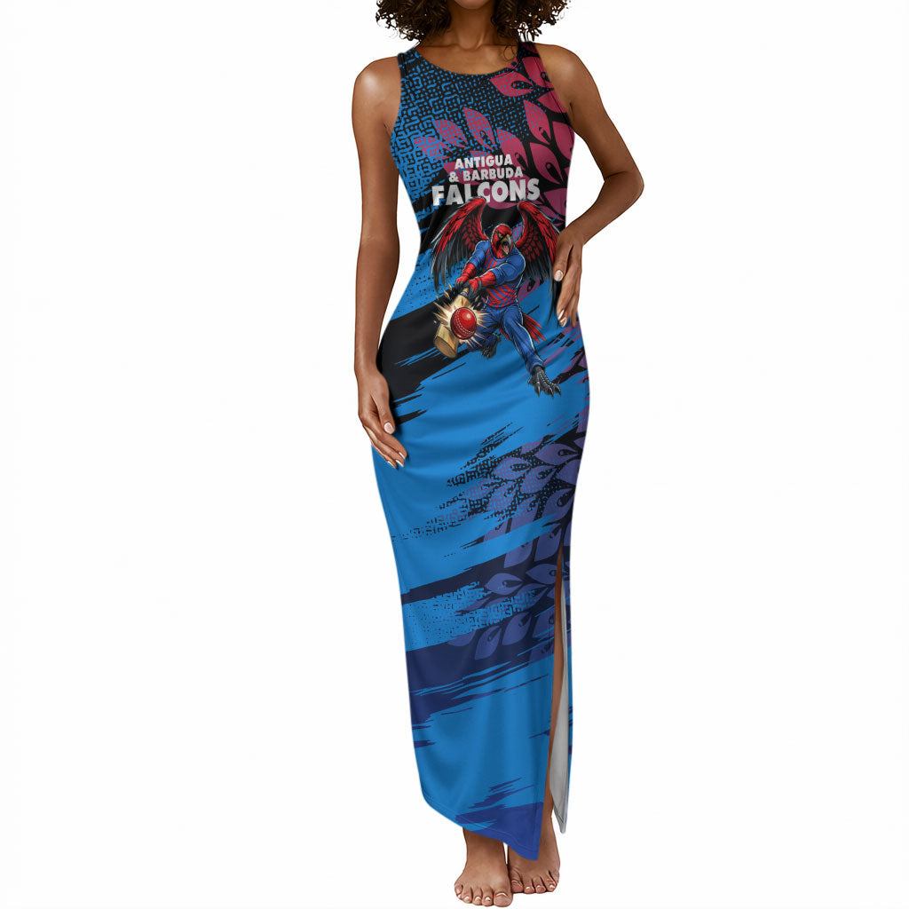 Personalized Antigua And Barbuda Cricket Tank Maxi Dress Falcons Mascot Sport Style