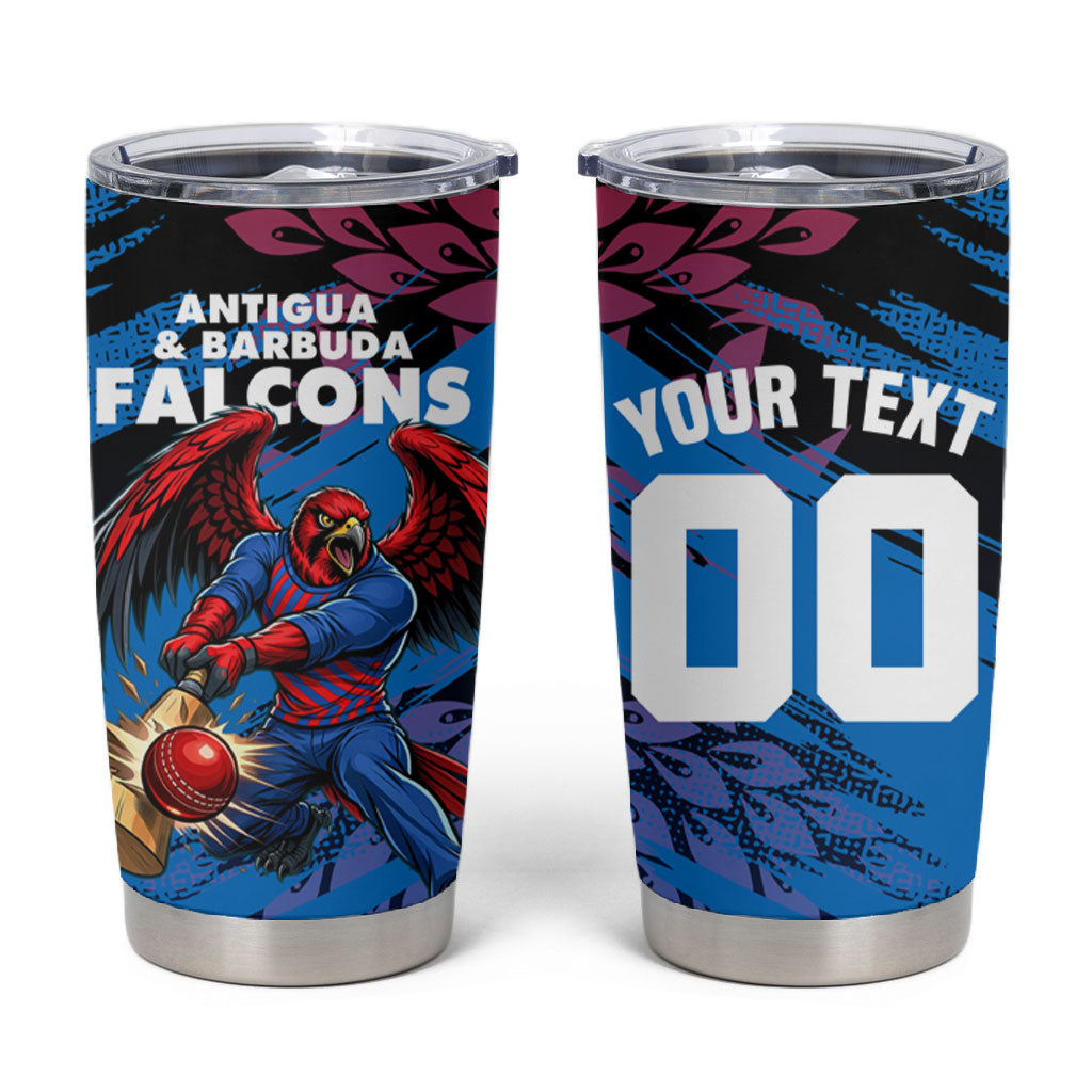 Personalized Antigua And Barbuda Cricket Tumbler Cup Falcons Mascot Sport Style