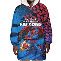Personalized Antigua And Barbuda Cricket Wearable Blanket Hoodie Falcons Mascot Sport Style
