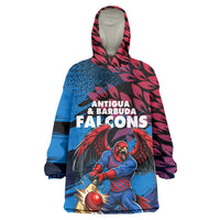 Personalized Antigua And Barbuda Cricket Wearable Blanket Hoodie Falcons Mascot Sport Style