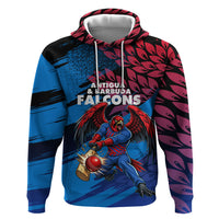 Personalized Antigua And Barbuda Cricket Zip Hoodie Falcons Mascot Sport Style