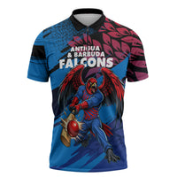 Personalized Antigua And Barbuda Cricket Zipper Polo Shirt Falcons Mascot Sport Style