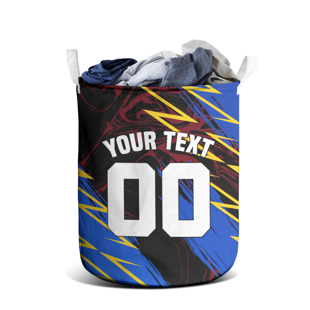 Personalized Antigua And Barbuda Cricket Laundry Basket Falcons Caribbean Lightning Abstract Graphic