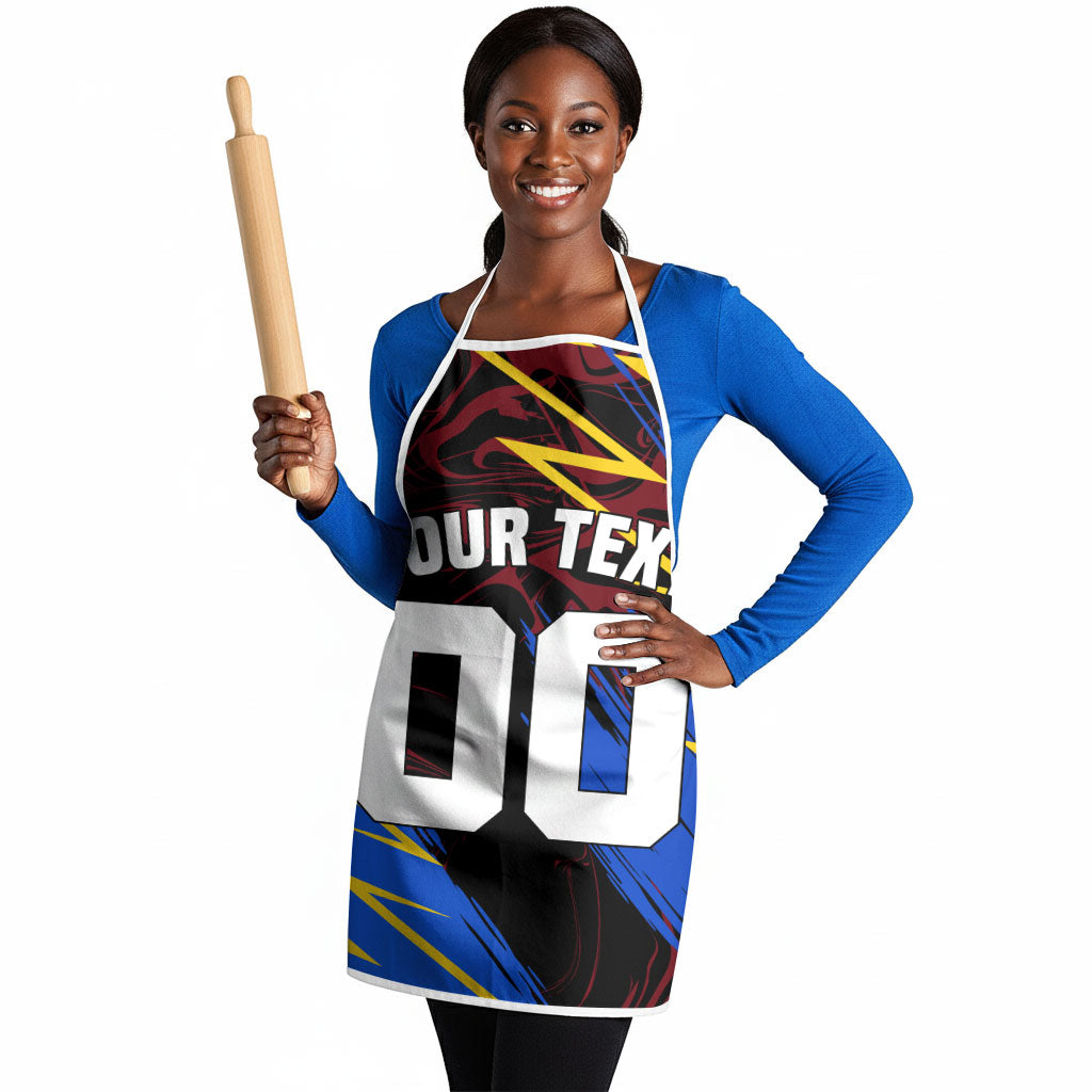 Personalized Antigua And Barbuda Cricket Apron Falcons Caribbean Lightning Abstract Graphic