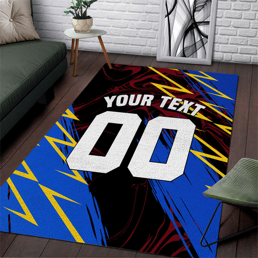 Personalized Antigua And Barbuda Cricket Area Rug Falcons Caribbean Lightning Abstract Graphic