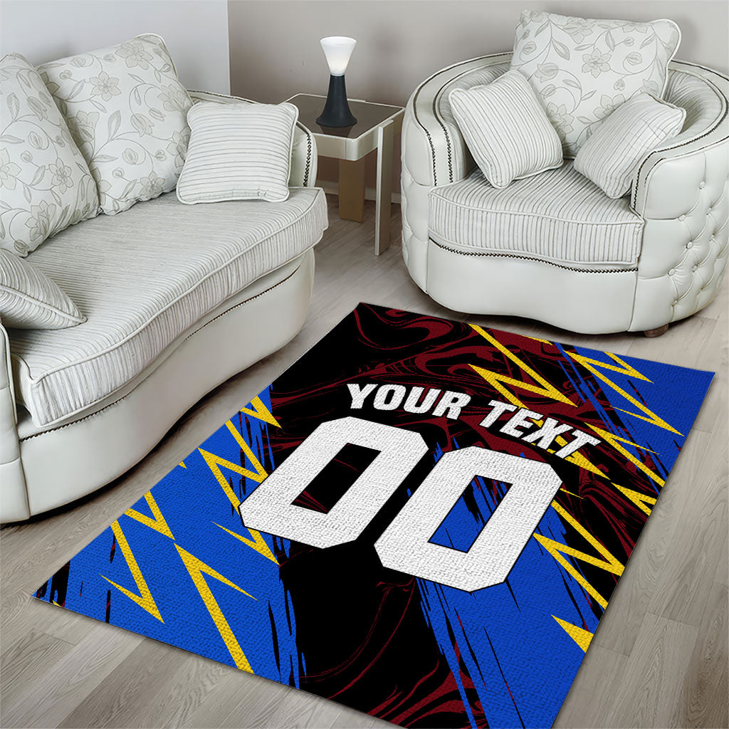 Personalized Antigua And Barbuda Cricket Area Rug Falcons Caribbean Lightning Abstract Graphic