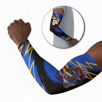 Personalized Antigua And Barbuda Cricket Arm Sleeves Falcons Caribbean Lightning Abstract Graphic