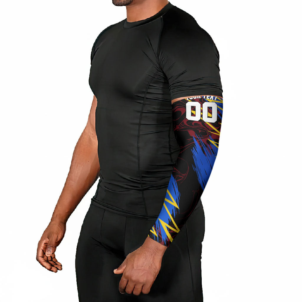 Personalized Antigua And Barbuda Cricket Arm Sleeves Falcons Caribbean Lightning Abstract Graphic
