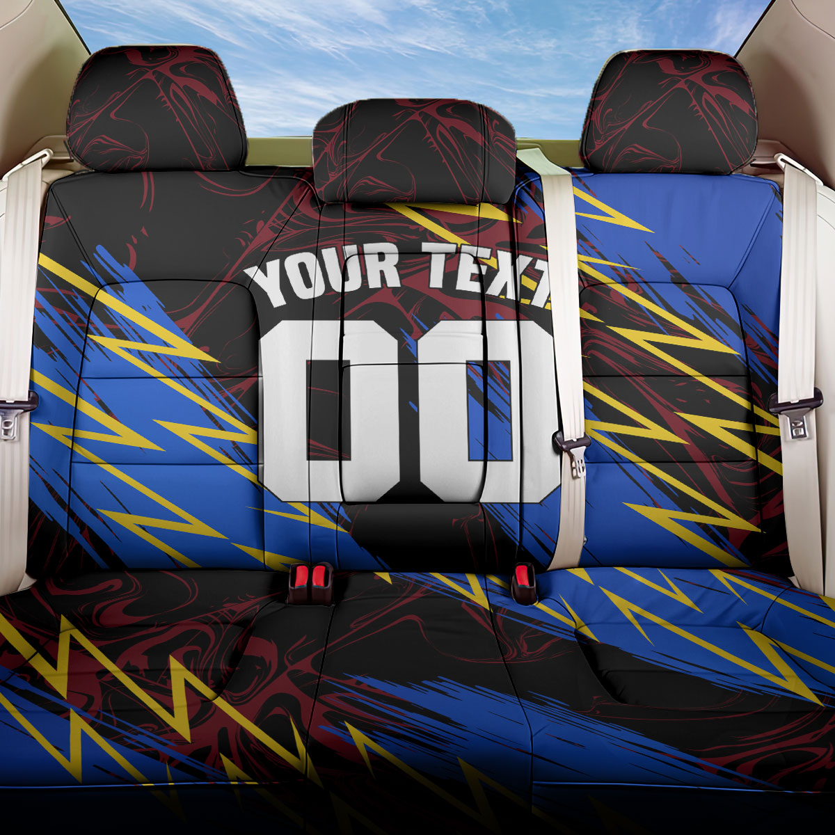 Personalized Antigua And Barbuda Cricket Back Car Seat Cover Falcons Caribbean Lightning Abstract Graphic