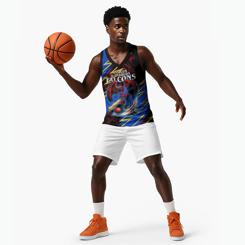 Personalized Antigua And Barbuda Cricket Basketball Jersey Falcons Caribbean Lightning Abstract Graphic