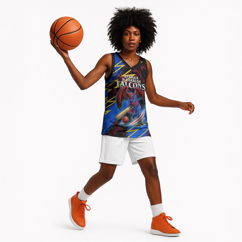 Personalized Antigua And Barbuda Cricket Basketball Jersey Falcons Caribbean Lightning Abstract Graphic