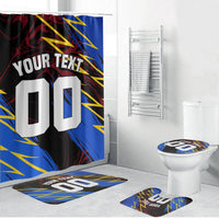 Personalized Antigua And Barbuda Cricket Bathroom Set Falcons Caribbean Lightning Abstract Graphic