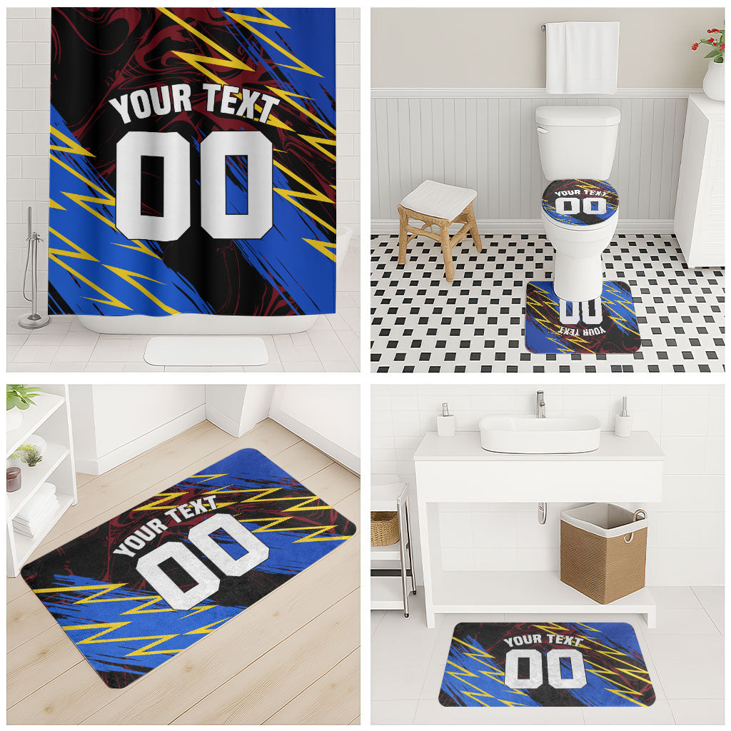 Personalized Antigua And Barbuda Cricket Bathroom Set Falcons Caribbean Lightning Abstract Graphic