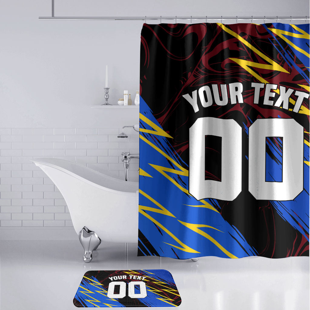 Personalized Antigua And Barbuda Cricket Bathroom Set Falcons Caribbean Lightning Abstract Graphic