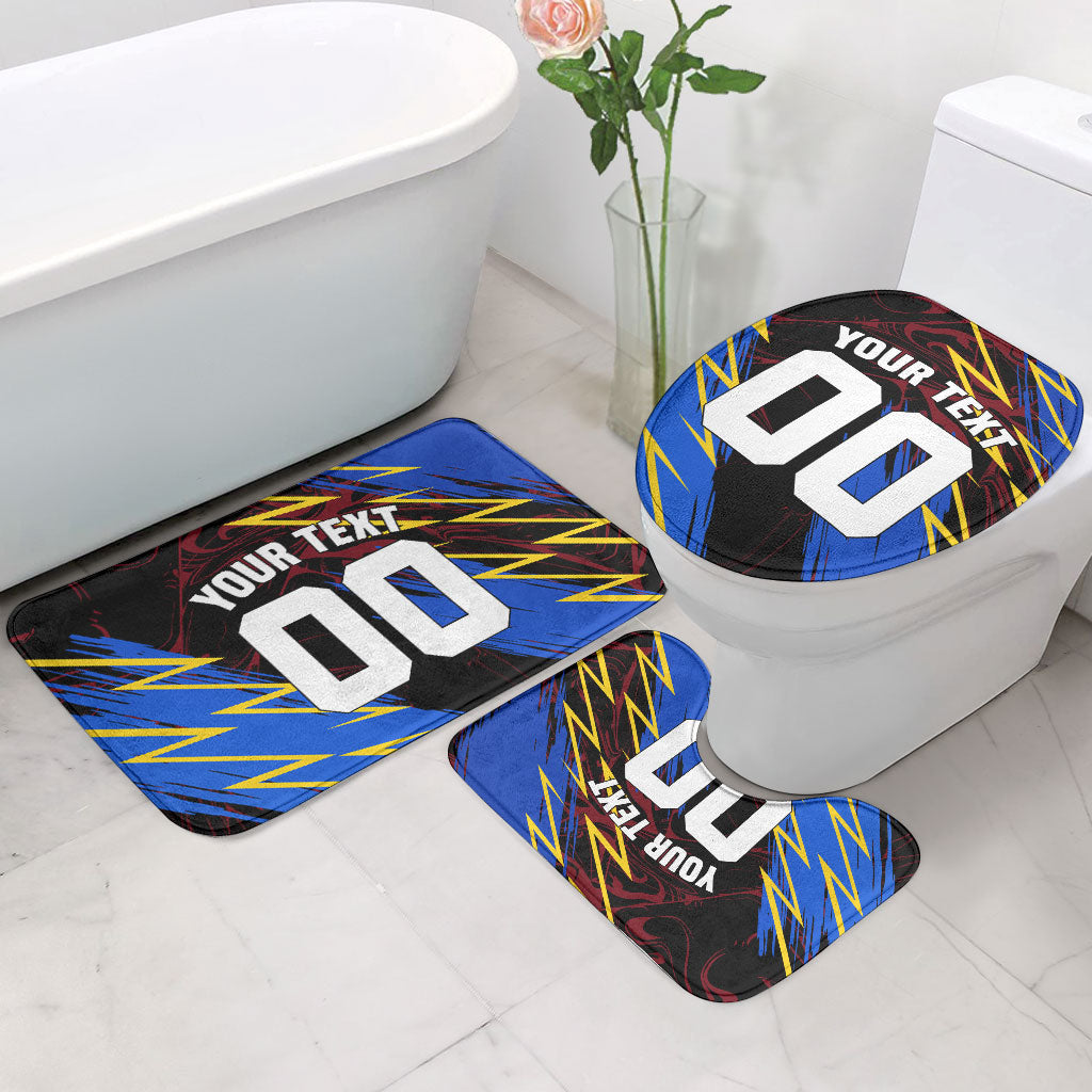 Personalized Antigua And Barbuda Cricket Bathroom Set Falcons Caribbean Lightning Abstract Graphic