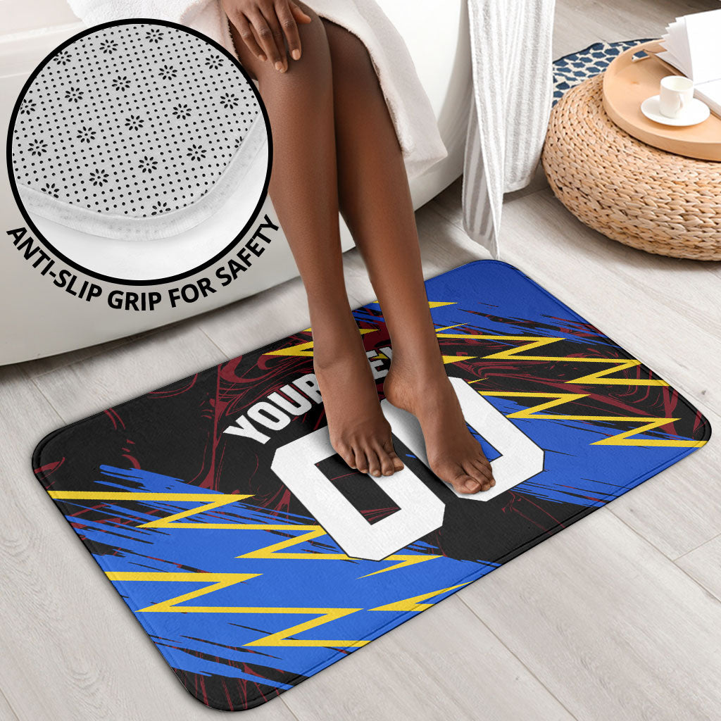 Personalized Antigua And Barbuda Cricket Bathroom Set Falcons Caribbean Lightning Abstract Graphic