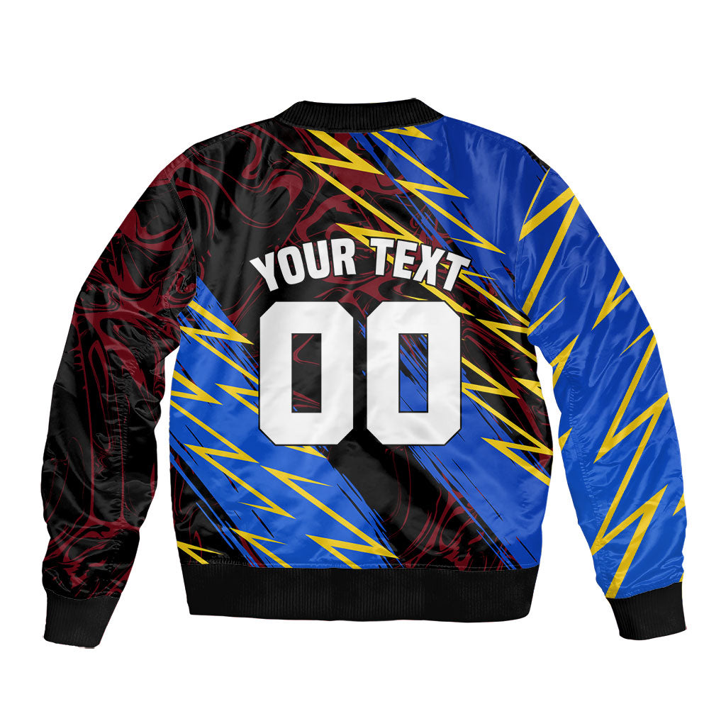 Personalized Antigua And Barbuda Cricket Bomber Jacket Falcons Caribbean Lightning Abstract Graphic