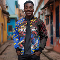 Personalized Antigua And Barbuda Cricket Bomber Jacket Falcons Caribbean Lightning Abstract Graphic