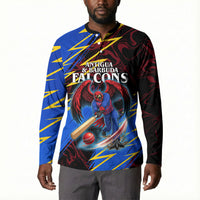 Personalized Antigua And Barbuda Cricket Button Sweatshirt Falcons Caribbean Lightning Abstract Graphic