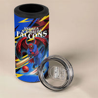 Personalized Antigua And Barbuda Cricket 4 in 1 Can Cooler Tumbler Falcons Caribbean Lightning Abstract Graphic