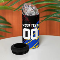 Personalized Antigua And Barbuda Cricket 4 in 1 Can Cooler Tumbler Falcons Caribbean Lightning Abstract Graphic