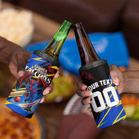 Personalized Antigua And Barbuda Cricket 4 in 1 Can Cooler Tumbler Falcons Caribbean Lightning Abstract Graphic