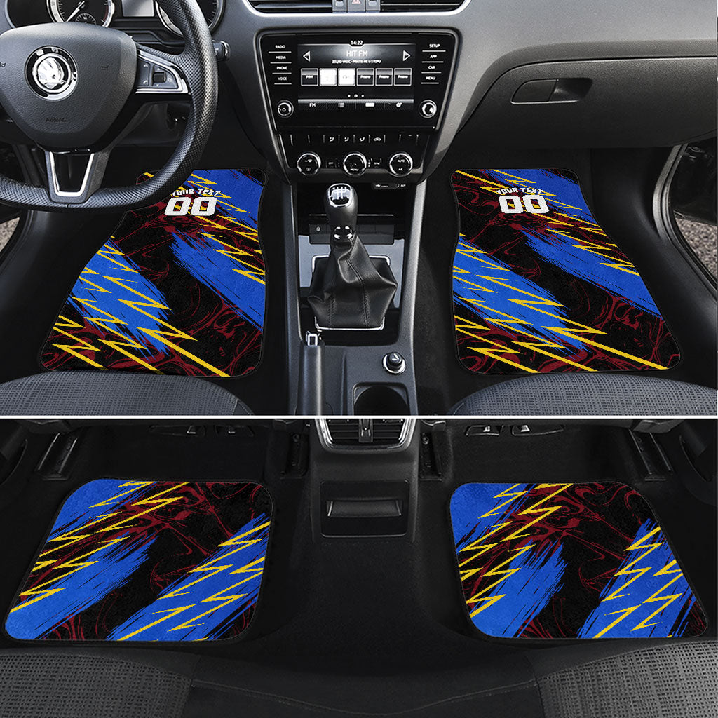 Personalized Antigua And Barbuda Cricket Car Mats Falcons Caribbean Lightning Abstract Graphic