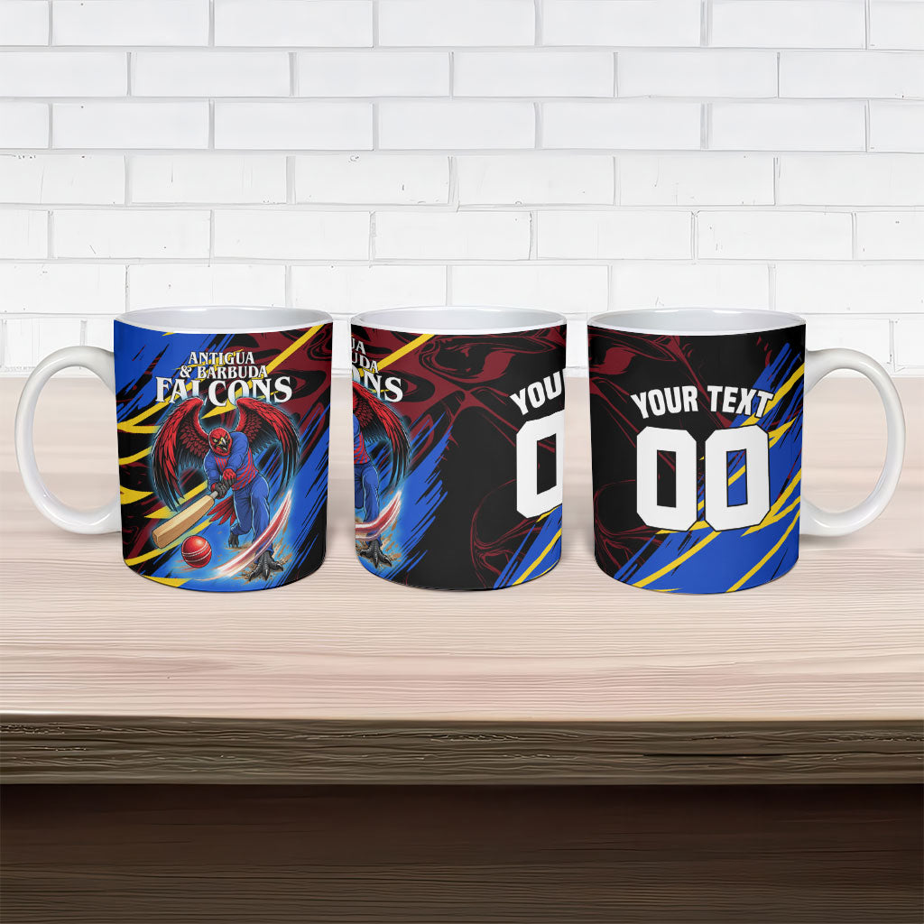 Personalized Antigua And Barbuda Cricket Ceramic Mug Falcons Caribbean Lightning Abstract Graphic