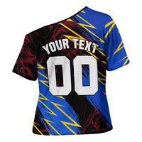 Personalized Antigua And Barbuda Cricket Cross Shoulder Shirt Falcons Caribbean Lightning Abstract Graphic