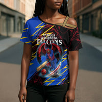 Personalized Antigua And Barbuda Cricket Cross Shoulder Shirt Falcons Caribbean Lightning Abstract Graphic