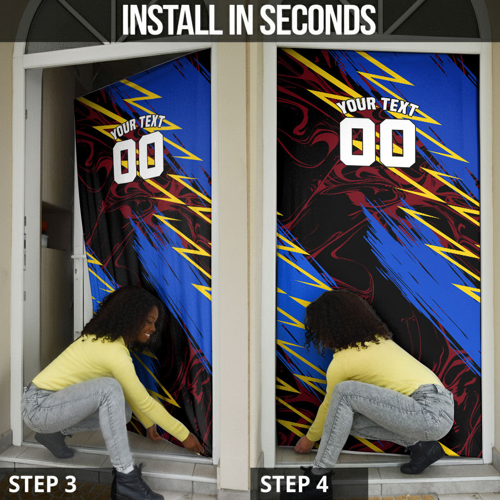 Personalized Antigua And Barbuda Cricket Door Cover Falcons Caribbean Lightning Abstract Graphic