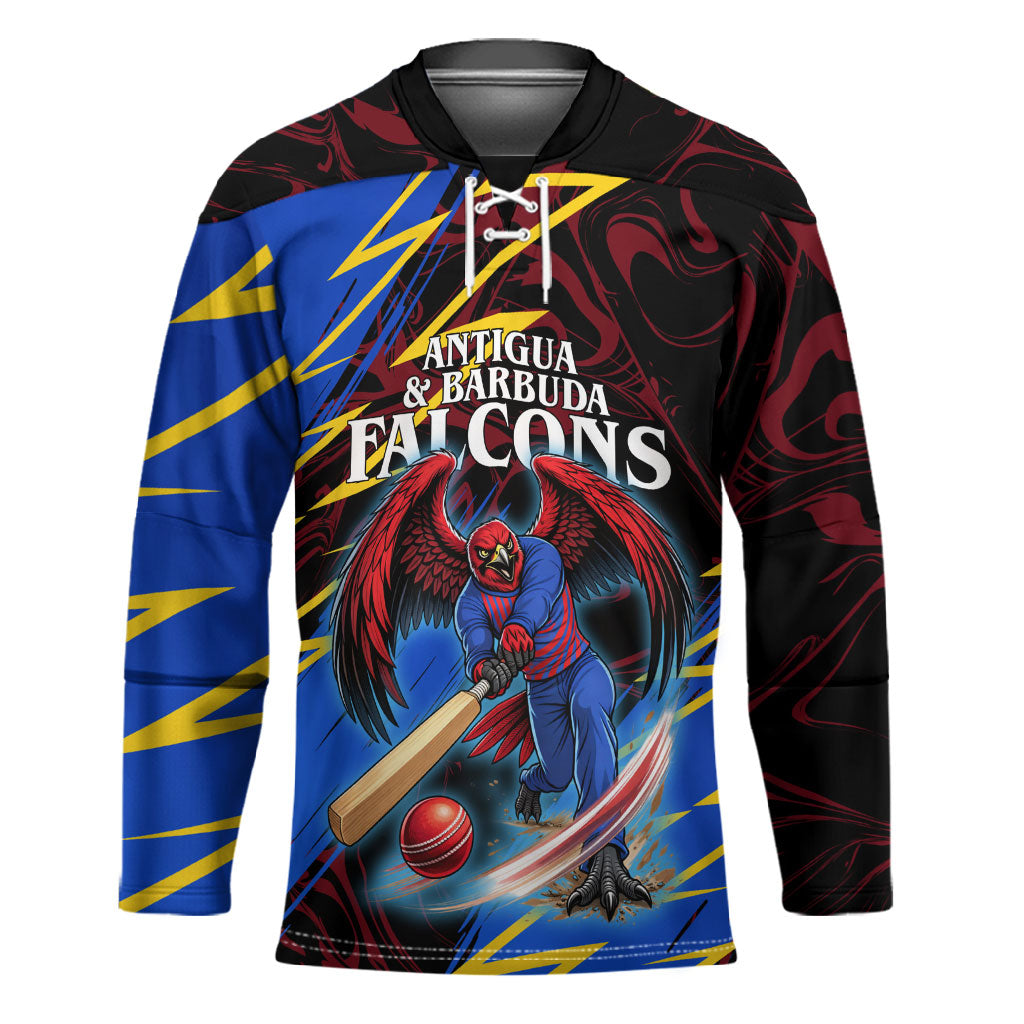 Personalized Antigua And Barbuda Cricket Hockey Jersey Falcons Caribbean Lightning Abstract Graphic