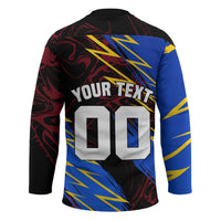 Personalized Antigua And Barbuda Cricket Hockey Jersey Falcons Caribbean Lightning Abstract Graphic