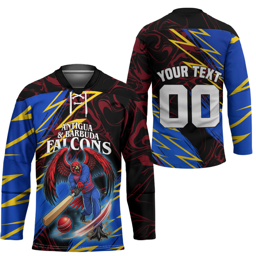 Personalized Antigua And Barbuda Cricket Hockey Jersey Falcons Caribbean Lightning Abstract Graphic