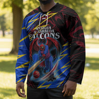 Personalized Antigua And Barbuda Cricket Hockey Jersey Falcons Caribbean Lightning Abstract Graphic
