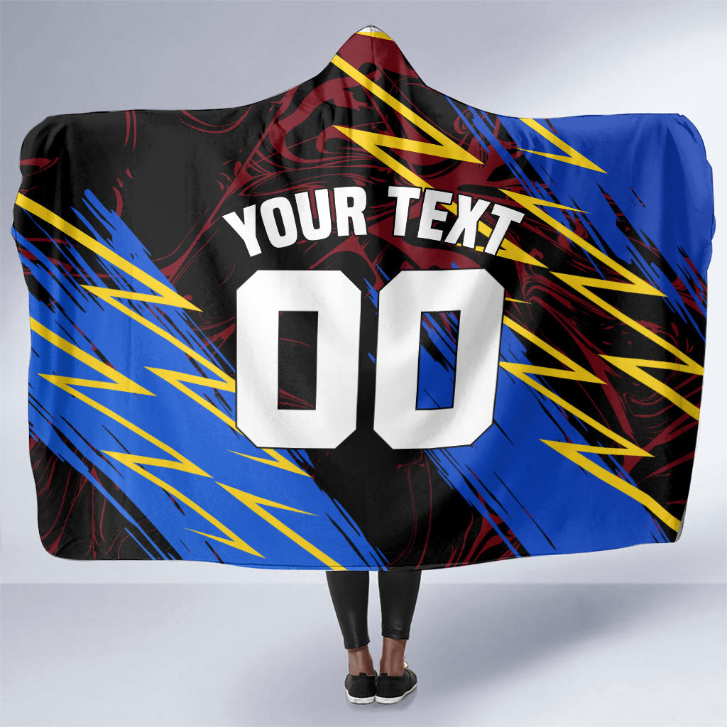 Personalized Antigua And Barbuda Cricket Hooded Blanket Falcons Caribbean Lightning Abstract Graphic