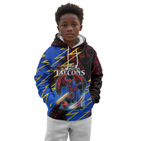 Personalized Antigua And Barbuda Cricket Kid Hoodie Falcons Caribbean Lightning Abstract Graphic