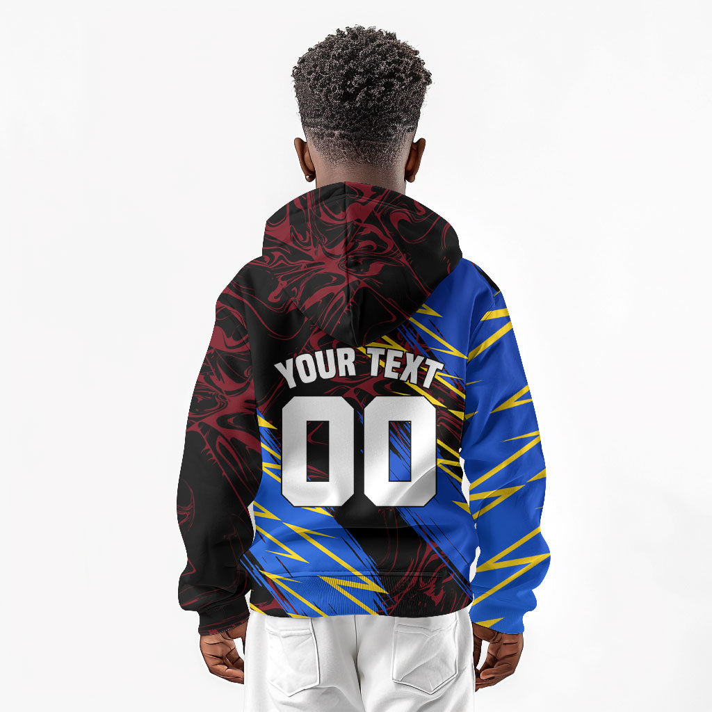 Personalized Antigua And Barbuda Cricket Kid Hoodie Falcons Caribbean Lightning Abstract Graphic