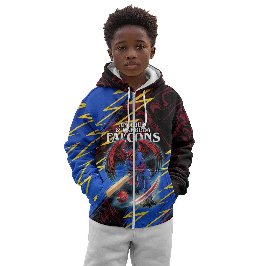 Personalized Antigua And Barbuda Cricket Kid Hoodie Falcons Caribbean Lightning Abstract Graphic