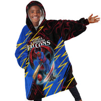 Personalized Antigua And Barbuda Cricket Kid Wearable Blanket Hoodie Falcons Caribbean Lightning Abstract Graphic