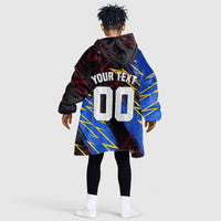 Personalized Antigua And Barbuda Cricket Kid Wearable Blanket Hoodie Falcons Caribbean Lightning Abstract Graphic